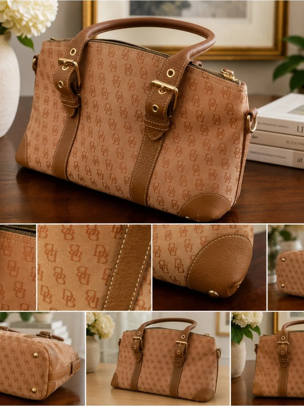 Dooney and Burke Logo-Print Satchel Handbag